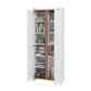 Manhattan Comfort Ratzer White & Brown Storage Cabinet With 11 Shelves