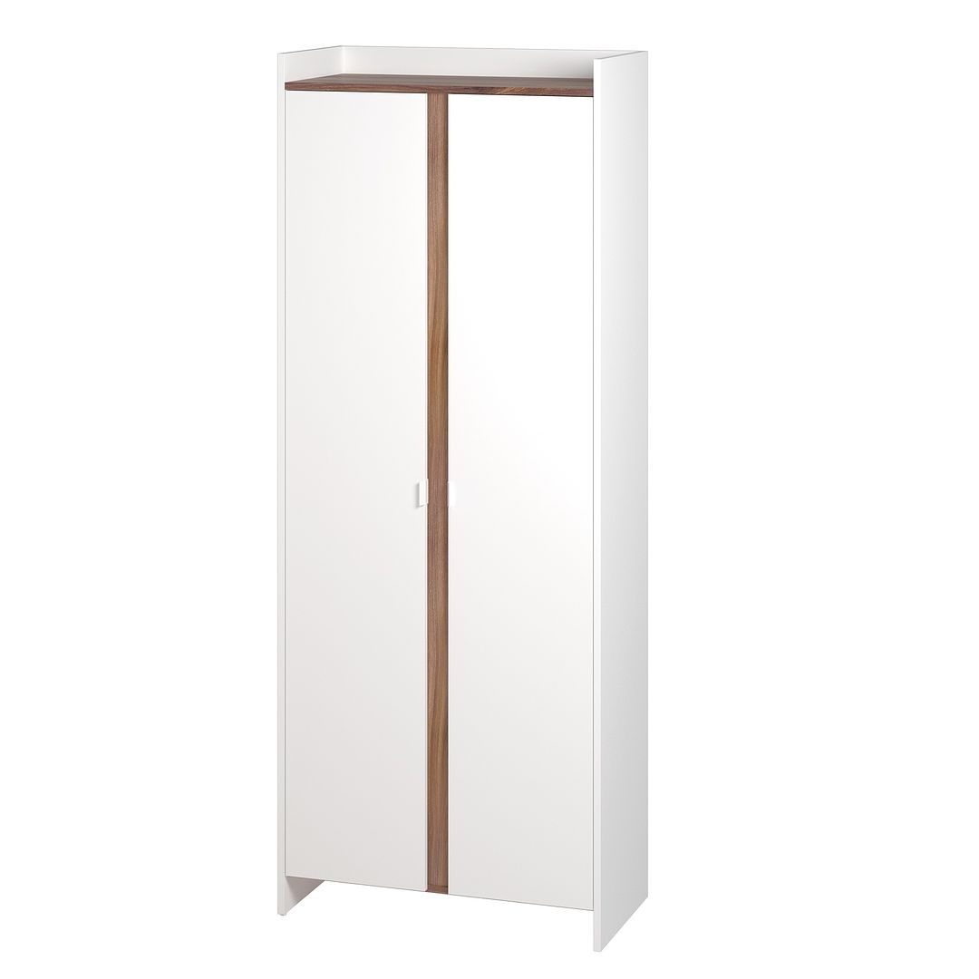 Manhattan Comfort Ratzer White & Brown Storage Cabinet With 11 Shelves