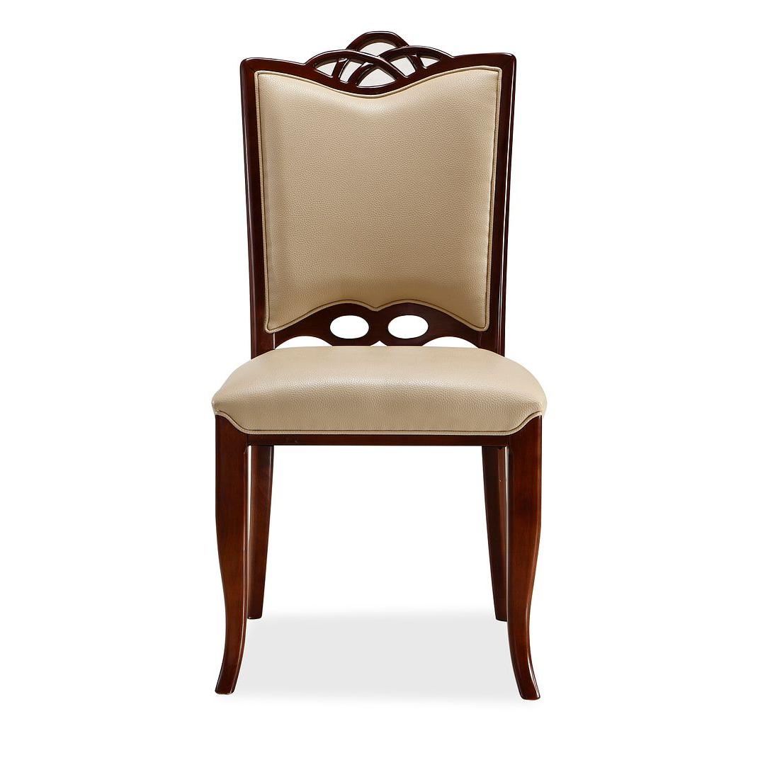 Manhattan Comfort Regent Cream & Walnut Faux Leather Dining Chair In A Set Of 2