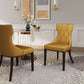 Manhattan Comfort Reine Antique Gold & Walnut Velvet Dining Chairs In A Set Of 2
