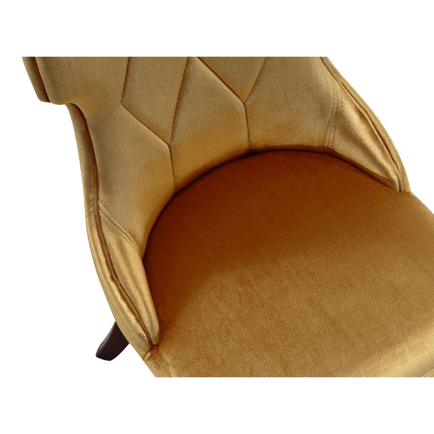 Manhattan Comfort Reine Antique Gold & Walnut Velvet Dining Chairs In A Set Of 2