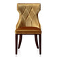 Manhattan Comfort Reine Antique Gold & Walnut Velvet Dining Chairs In A Set Of 2