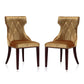 Manhattan Comfort Reine Antique Gold & Walnut Velvet Dining Chairs In A Set Of 2
