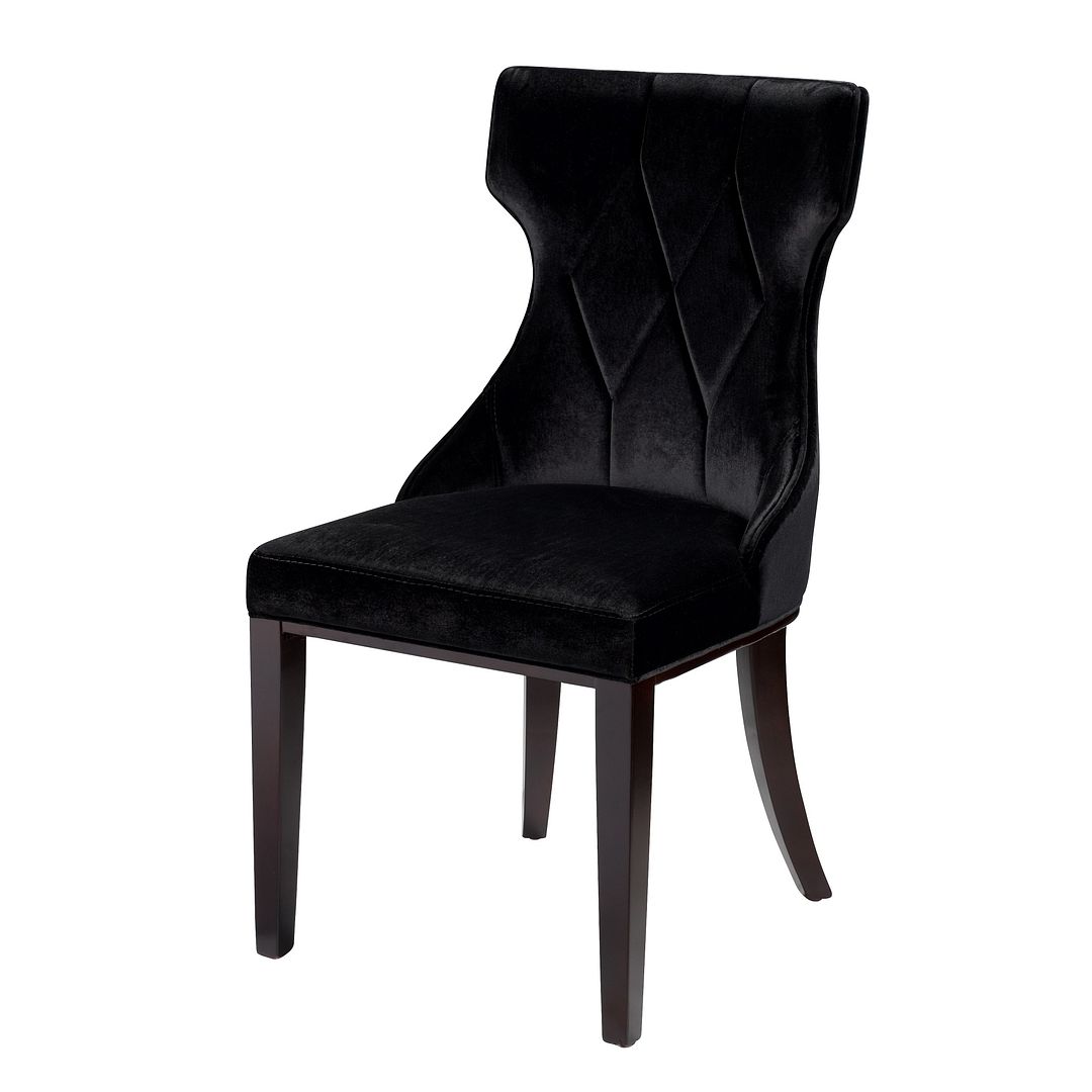 Manhattan Comfort Reine Black & Walnut Velvet Dining Chairs In A Set Of 2