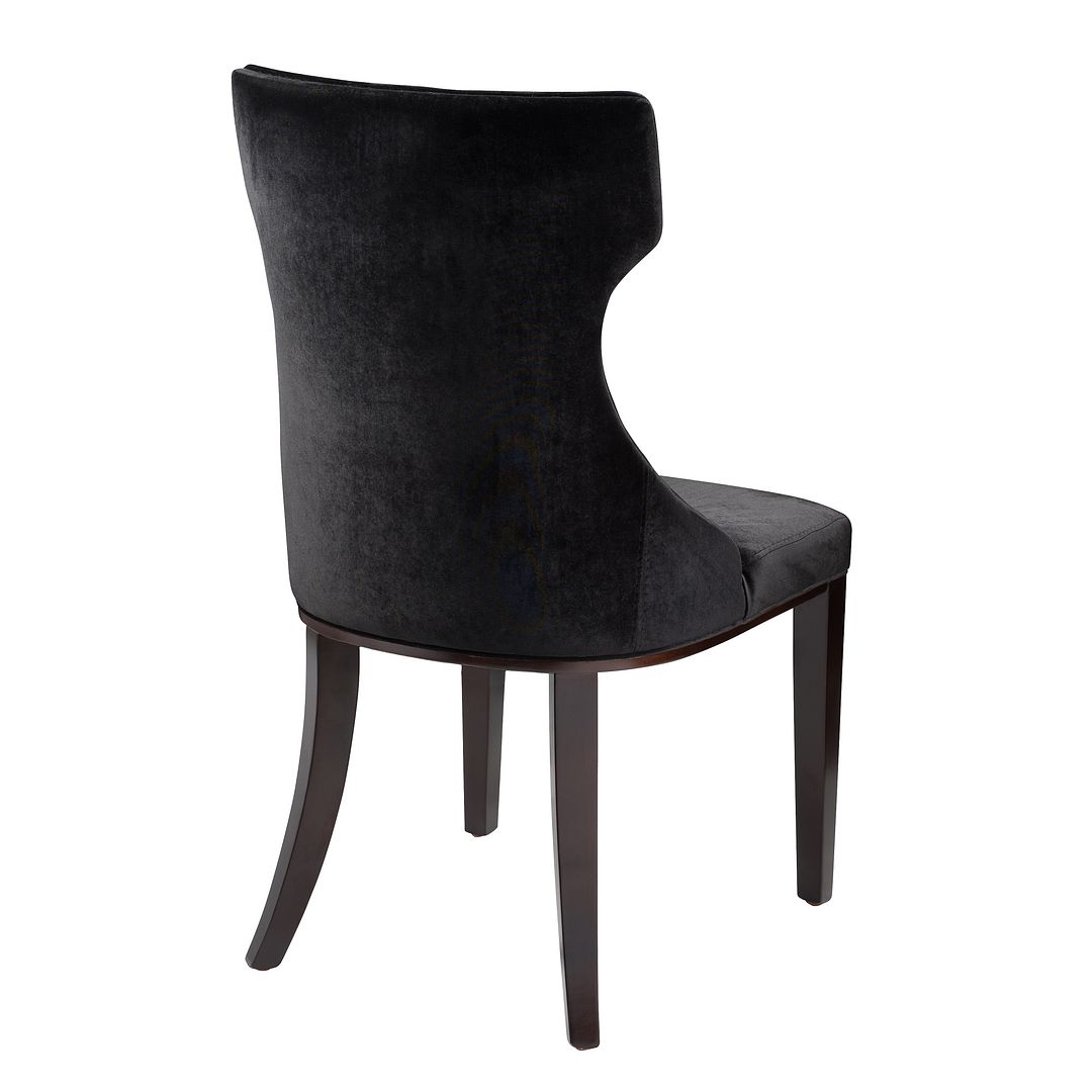 Manhattan Comfort Reine Black & Walnut Velvet Dining Chairs In A Set Of 2