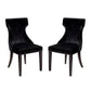 Manhattan Comfort Reine Black & Walnut Velvet Dining Chairs In A Set Of 2