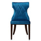 Manhattan Comfort Reine Cobalt Blue & Walnut Velvet Dining Chairs In A Set Of 2