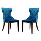 Manhattan Comfort Reine Cobalt Blue & Walnut Velvet Dining Chairs In A Set Of 2