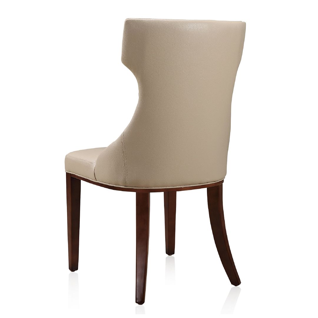 Manhattan Comfort Reine Cream & Walnut Faux Leather Dining Chairs In A Set Of 2