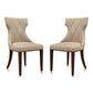 Manhattan Comfort Reine Cream & Walnut Faux Leather Dining Chairs In A Set Of 2