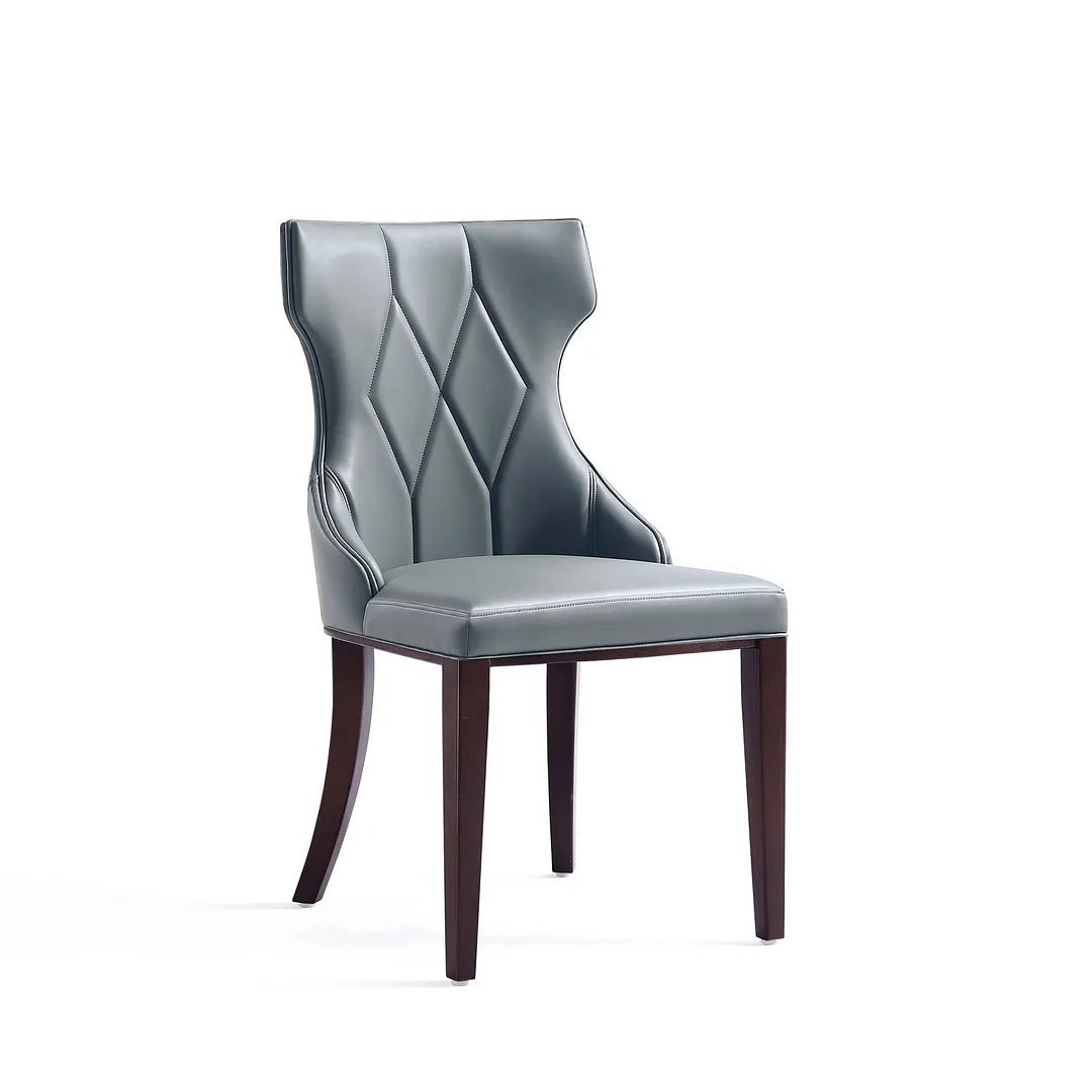 Manhattan Comfort Reine Faux Leather Pebble Gray Dining Chairs In A Set Of 2