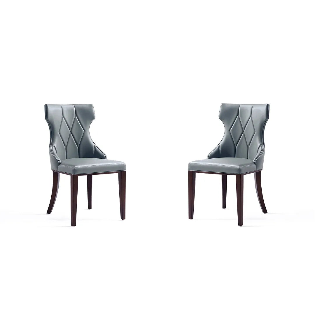Manhattan Comfort Reine Faux Leather Pebble Gray Dining Chairs In A Set Of 2