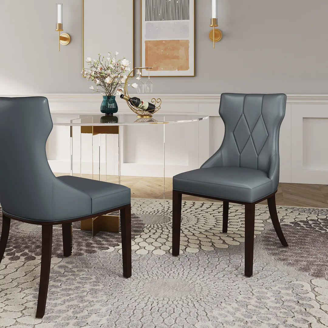 Manhattan Comfort Reine Faux Leather Pebble Gray Dining Chairs In A Set Of 4