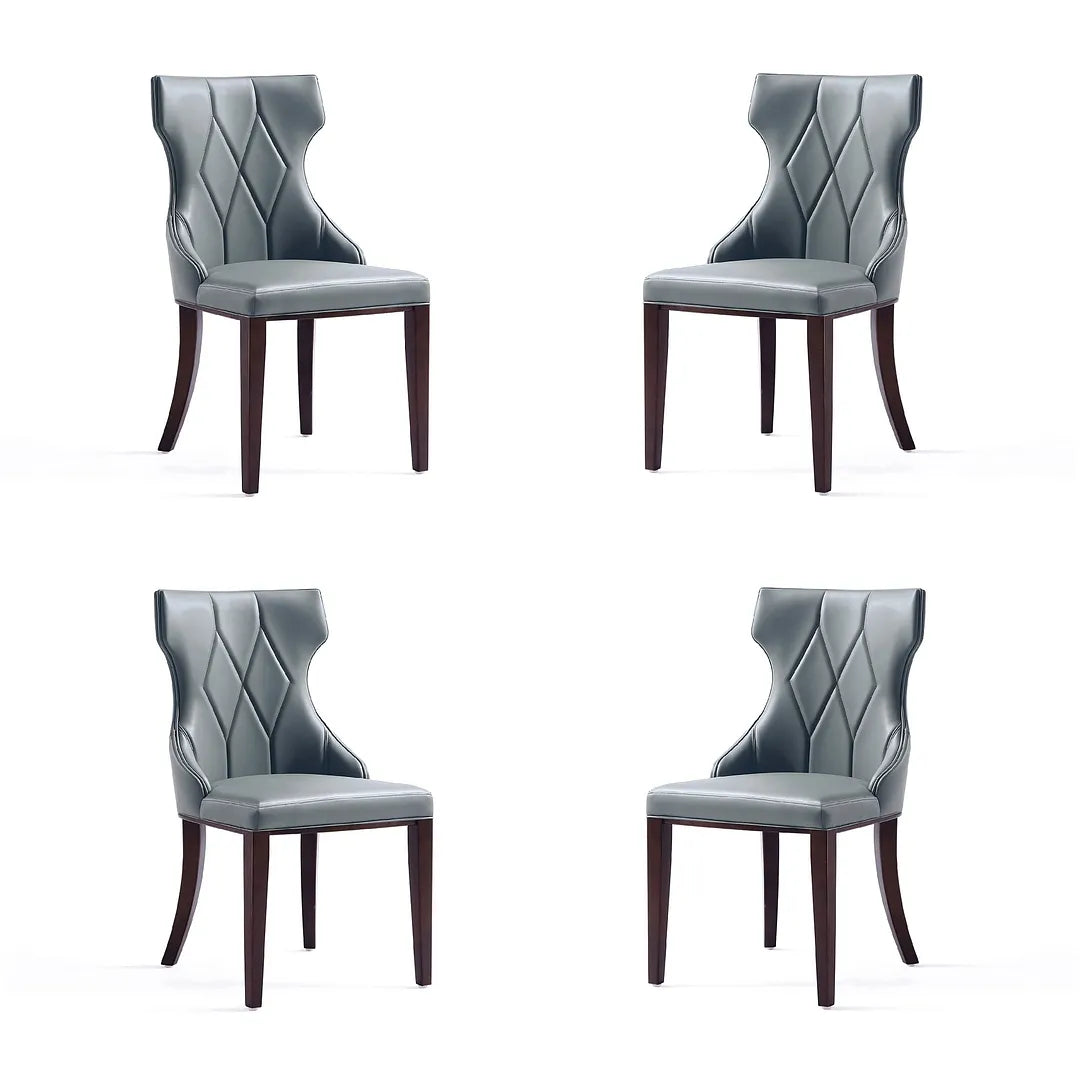Manhattan Comfort Reine Faux Leather Pebble Gray Dining Chairs In A Set Of 4