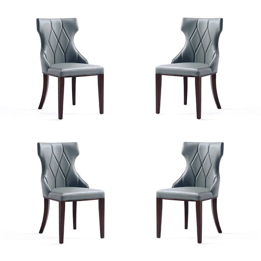 Manhattan Comfort Reine Faux Leather Pebble Gray Dining Chairs In A Set Of 4