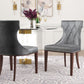 Manhattan Comfort Reine Gray & Walnut Velvet Dining Chairs In A Set Of 2