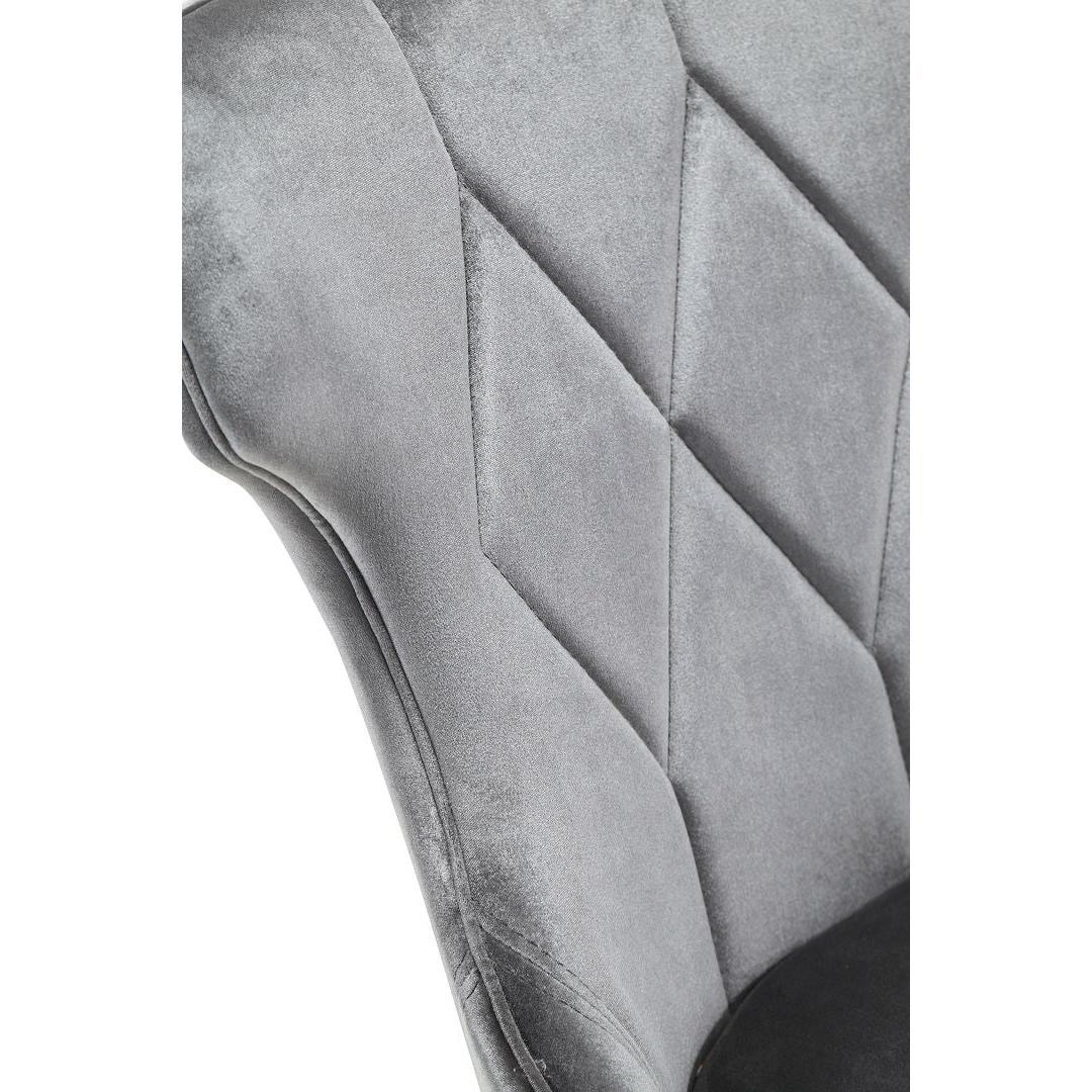 Manhattan Comfort Reine Gray & Walnut Velvet Dining Chairs In A Set Of 2