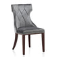 Manhattan Comfort Reine Gray & Walnut Velvet Dining Chairs In A Set Of 2
