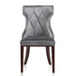Manhattan Comfort Reine Gray & Walnut Velvet Dining Chairs In A Set Of 2