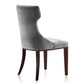 Manhattan Comfort Reine Gray & Walnut Velvet Dining Chairs In A Set Of 2
