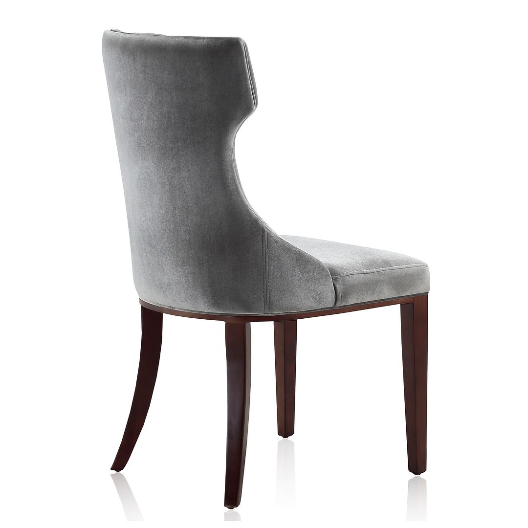 Manhattan Comfort Reine Gray & Walnut Velvet Dining Chairs In A Set Of 2