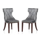 Manhattan Comfort Reine Gray & Walnut Velvet Dining Chairs In A Set Of 2