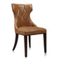 Manhattan Comfort Reine Saddle & Walnut Faux Leather Dining Chairs In A Set Of 2
