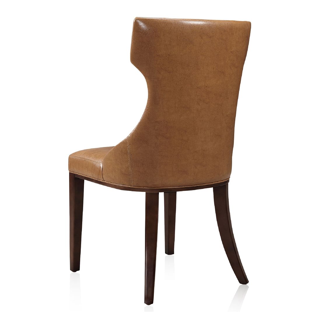 Manhattan Comfort Reine Saddle & Walnut Faux Leather Dining Chairs In A Set Of 2