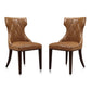Manhattan Comfort Reine Saddle & Walnut Faux Leather Dining Chairs In A Set Of 2