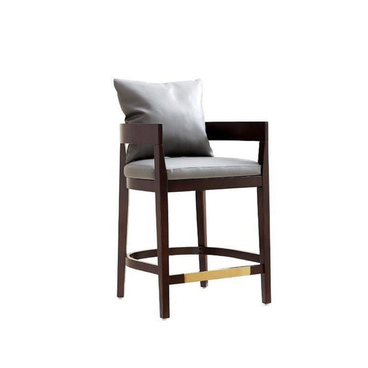 Manhattan Comfort Ritz 34"H Gray & Dark Walnut Beech Wood Counter Height Bar Stool