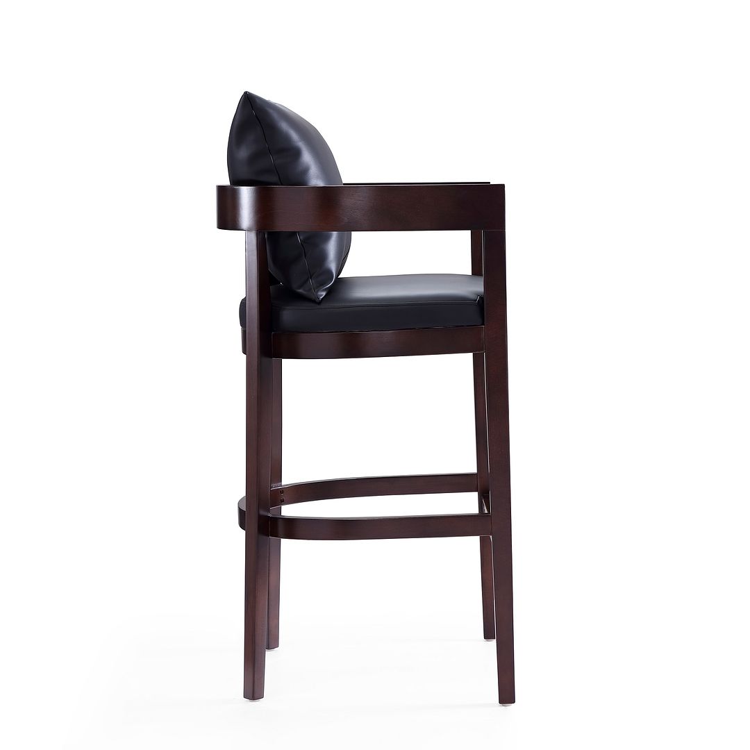 Manhattan Comfort Ritz 38"H Black & Dark Walnut Beech Wood Barstool