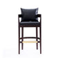 Manhattan Comfort Ritz 38"H Black & Dark Walnut Beech Wood Barstool