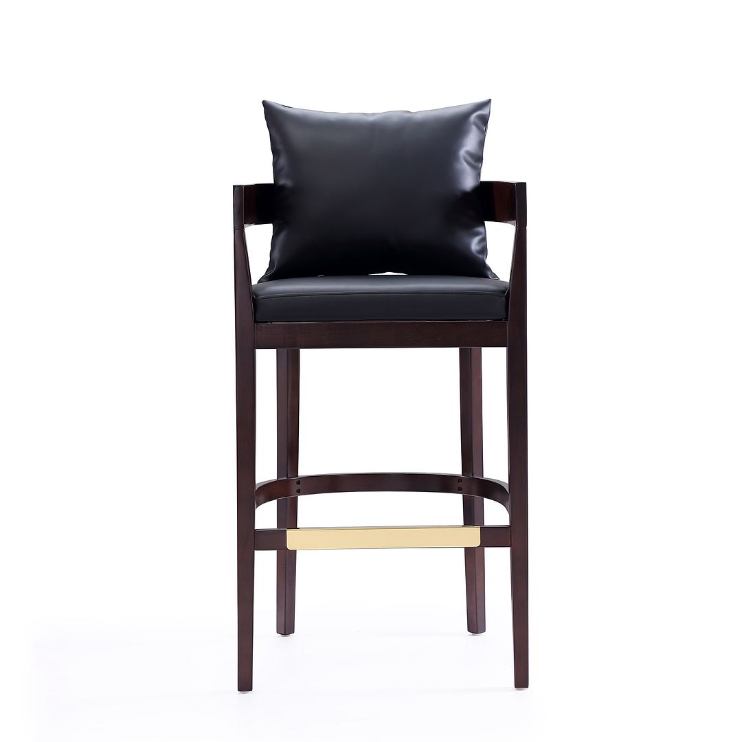Manhattan Comfort Ritz 38"H Black & Dark Walnut Beech Wood Barstool