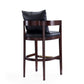 Manhattan Comfort Ritz 38"H Black & Dark Walnut Beech Wood Barstool