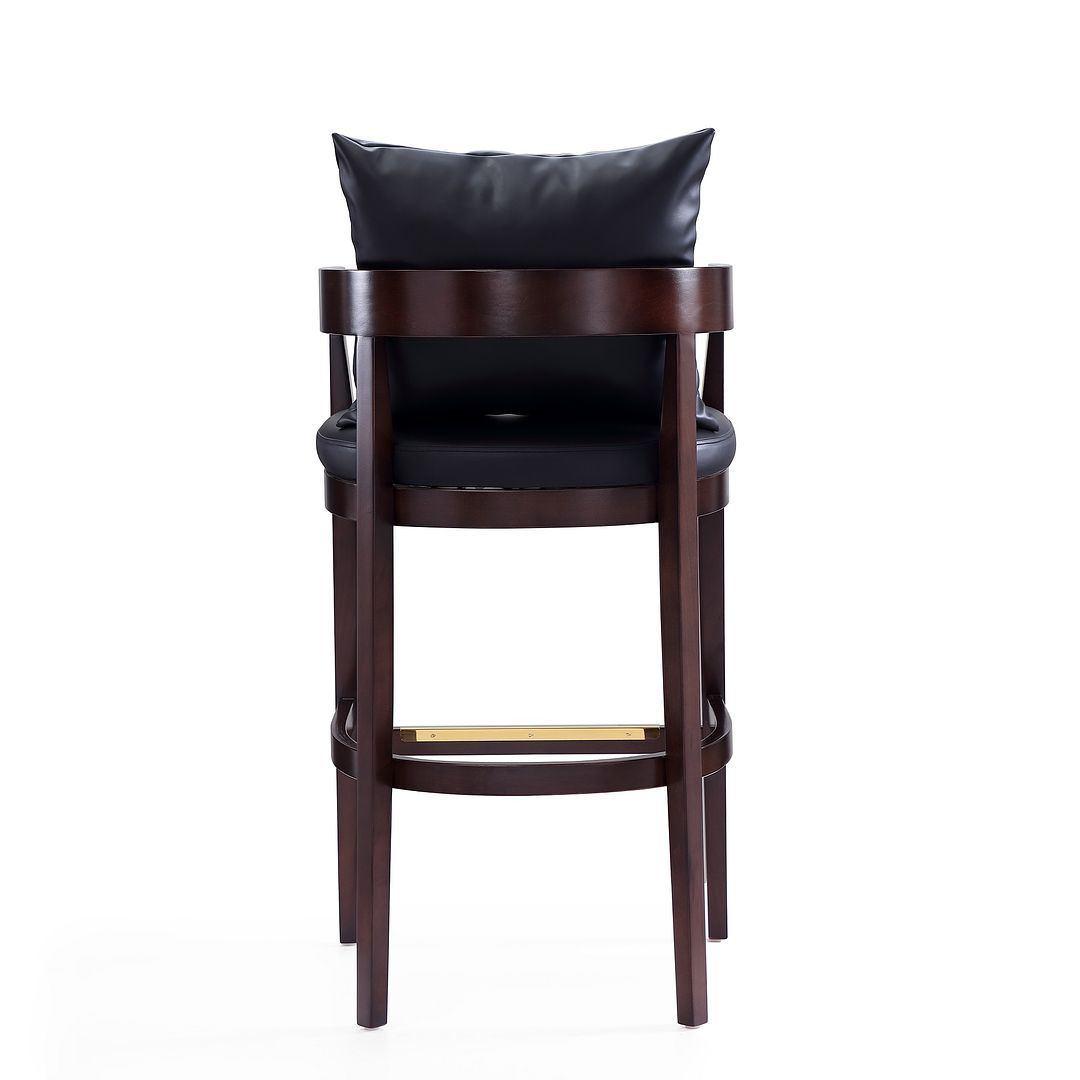 Manhattan Comfort Ritz 38"H Black & Dark Walnut Beech Wood Barstool