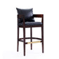 Manhattan Comfort Ritz 38"H Black & Dark Walnut Beech Wood Barstool