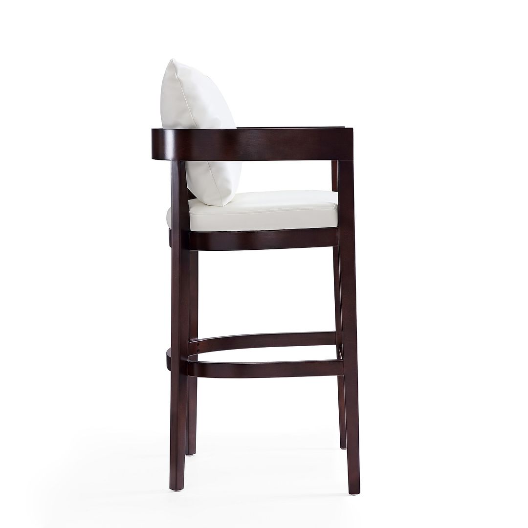 Manhattan Comfort Ritz 38"H Ivory & Dark Walnut Beech Wood Barstool