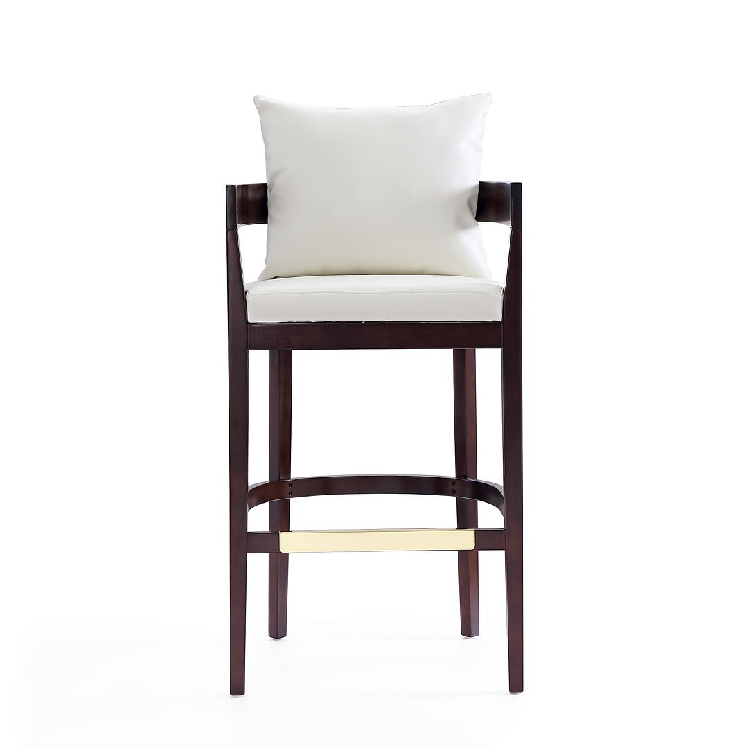 Manhattan Comfort Ritz 38"H Ivory & Dark Walnut Beech Wood Barstool