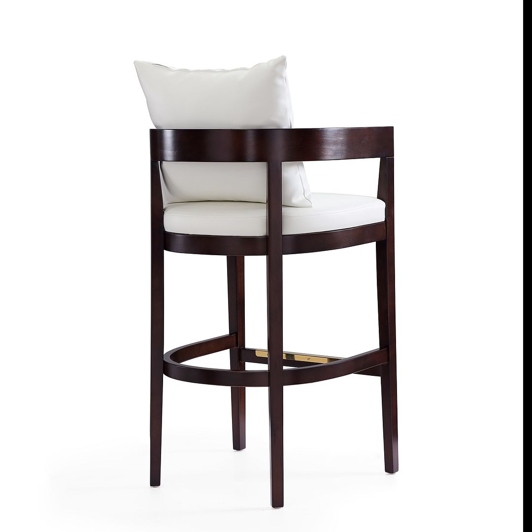 Manhattan Comfort Ritz 38"H Ivory & Dark Walnut Beech Wood Barstool