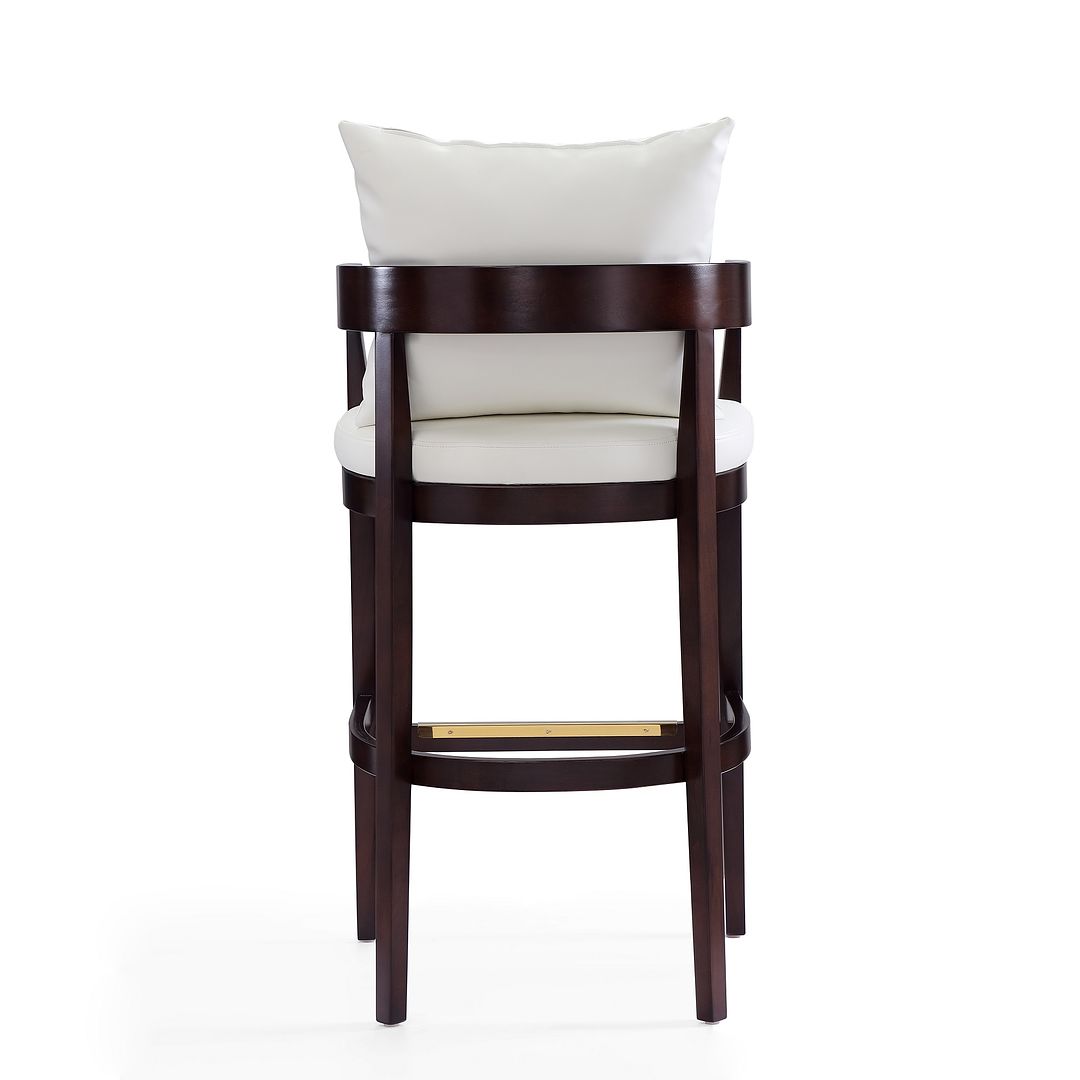 Manhattan Comfort Ritz 38"H Ivory & Dark Walnut Beech Wood Barstool