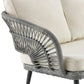 Manhattan Comfort Riviera Rope Wicker 4-Piece 4 Seater Patio Conversation Set With Cushions In Cream
