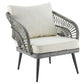 Manhattan Comfort Riviera Rope Wicker 4-Piece 4 Seater Patio Conversation Set With Cushions In Cream