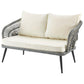 Manhattan Comfort Riviera Rope Wicker 4-Piece 4 Seater Patio Conversation Set With Cushions In Cream