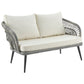 Manhattan Comfort Riviera Rope Wicker 4-Piece 4 Seater Patio Conversation Set With Cushions In Cream