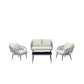 Manhattan Comfort Riviera Rope Wicker 4-Piece 4 Seater Patio Conversation Set With Cushions In Cream