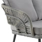 Manhattan Comfort Riviera Rope Wicker 4-Piece 4 Seater Patio Conversation Set With Cushions In Gray
