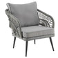 Manhattan Comfort Riviera Rope Wicker 4-Piece 4 Seater Patio Conversation Set With Cushions In Gray
