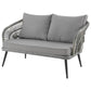 Manhattan Comfort Riviera Rope Wicker 4-Piece 4 Seater Patio Conversation Set With Cushions In Gray