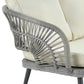 Manhattan Comfort Riviera Rope Wicker 4-Piece 5 Seater Patio Conversation Set With Cushions In Cream