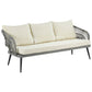 Manhattan Comfort Riviera Rope Wicker 4-Piece 5 Seater Patio Conversation Set With Cushions In Cream